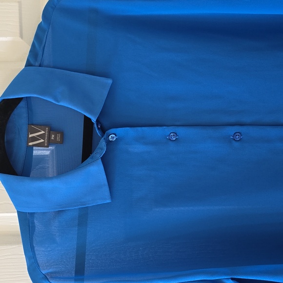 WORTHINGTON WOMENS FRONT BUTTON LONG SLEEVE BLUE BLOUSE SIZE PETITE MEDIUM - Picture 3 of 16